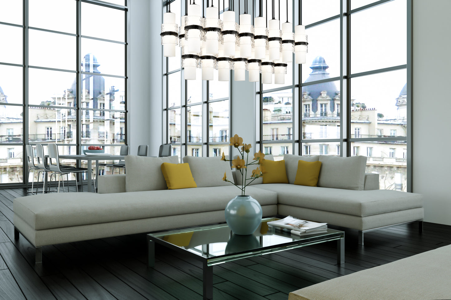 Cayden 23 Light Linear Chandelier Matte Black