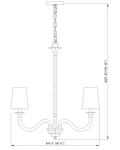 Katerina 5 Light Chandelier Rubbed Brass