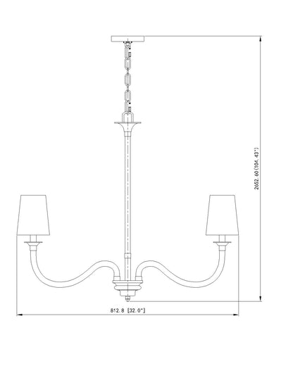 Katerina 6 Light Chandelier Rubbed Brass