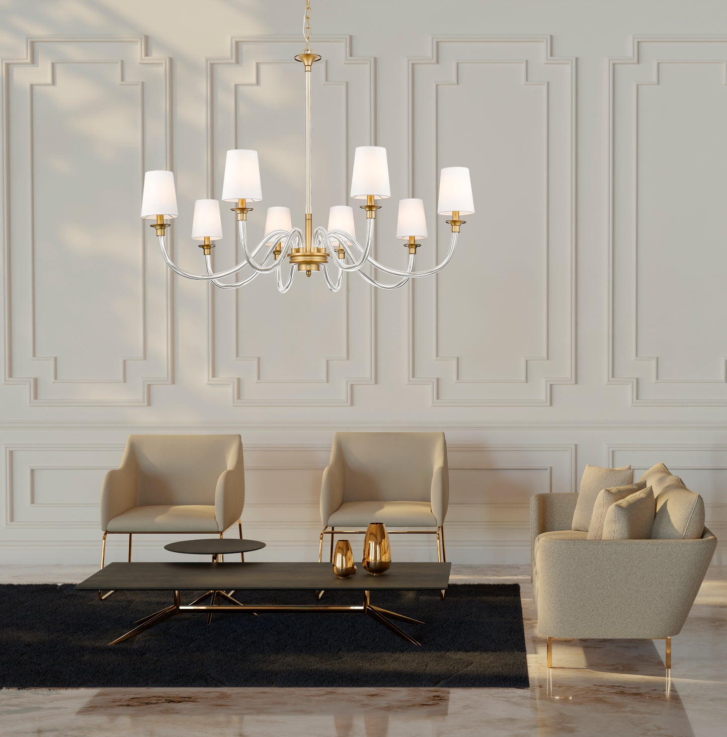 Katerina 8 Light Chandelier Rubbed Brass