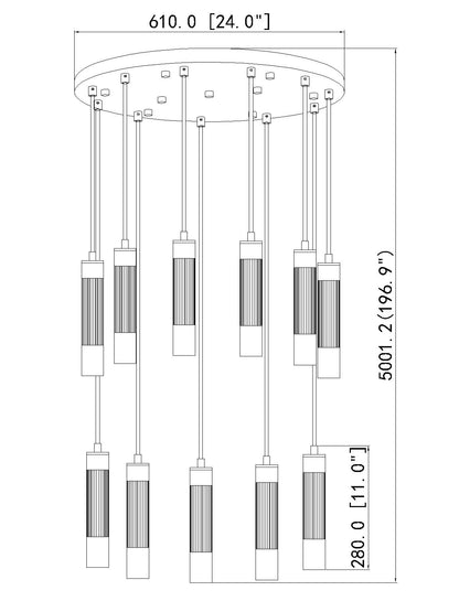 Stari 11 Light Chandelier Brushed Nickel
