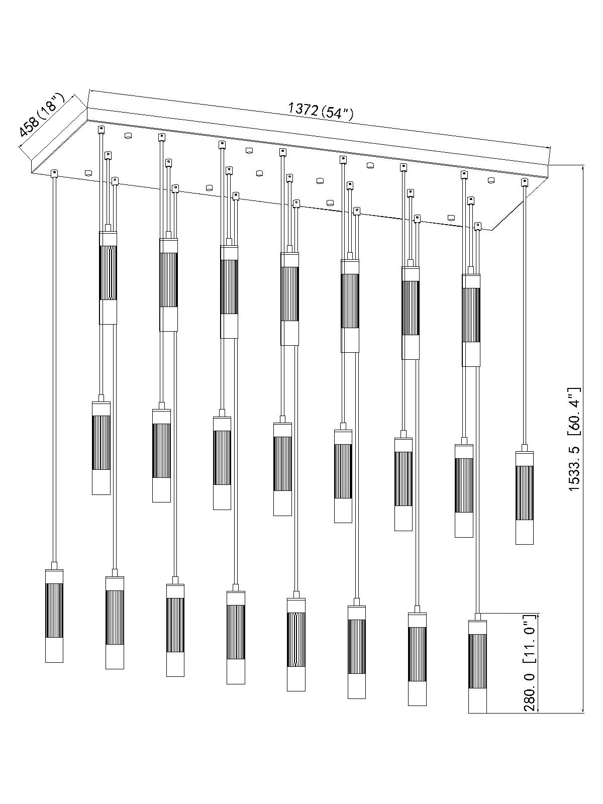 Stari 23 Light Linear Chandelier Matte Black