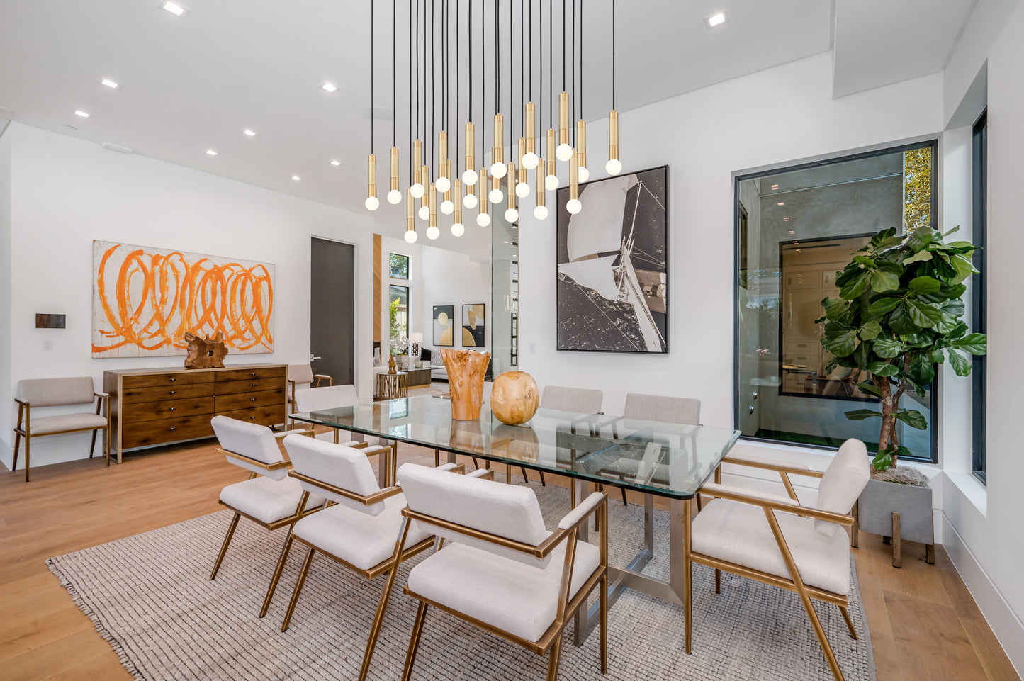 Stari 23 Light Linear Chandelier Modern Gold