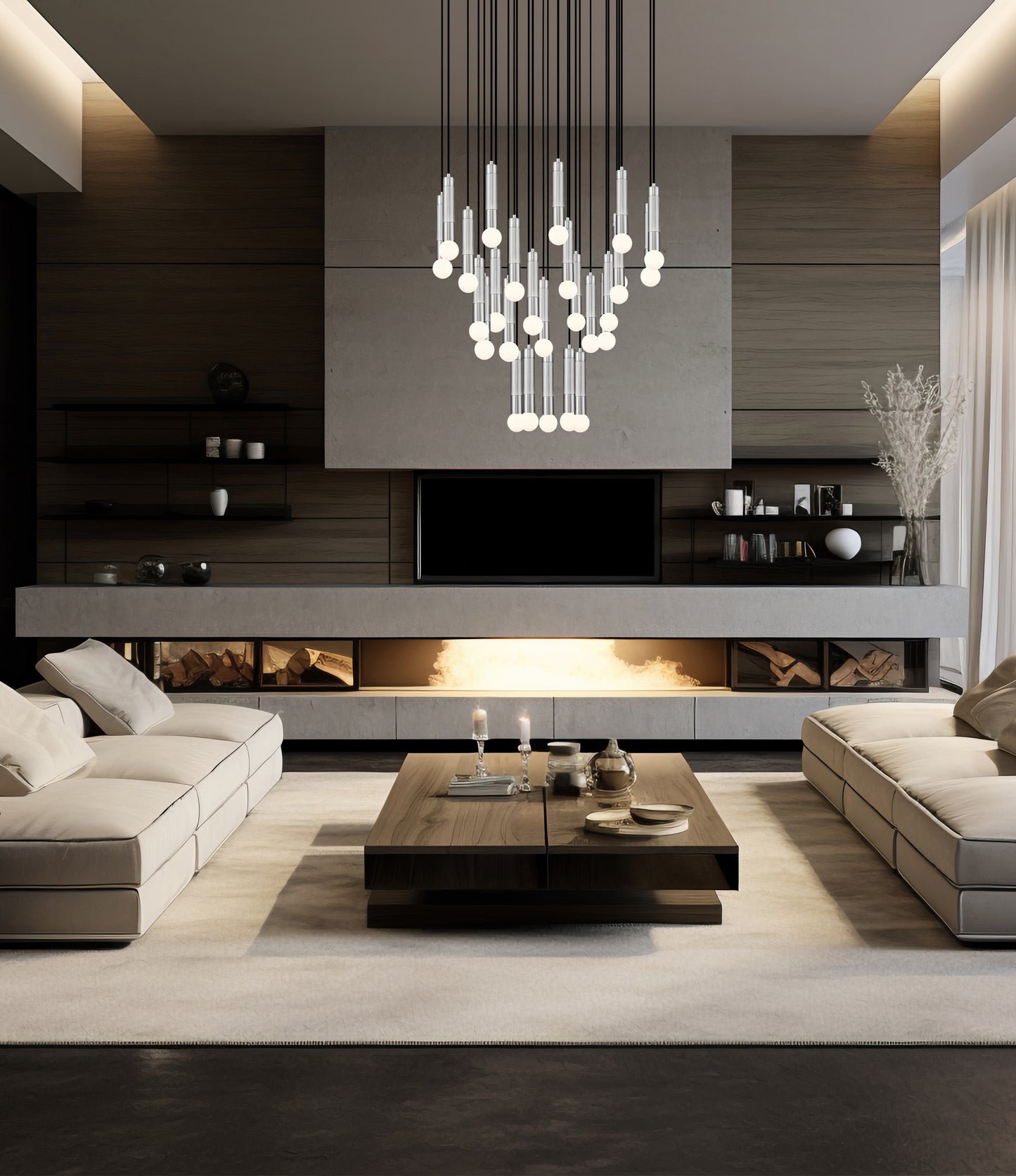 Stari 27 Light Chandelier Brushed Nickel