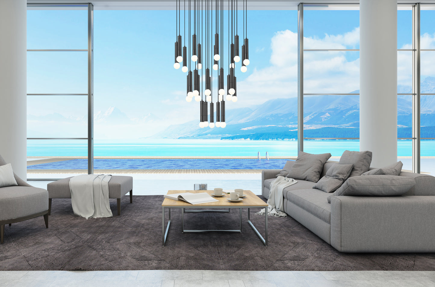 Stari 27 Light Chandelier Matte Black