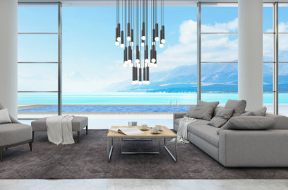 Stari 27 Light Chandelier Matte Black