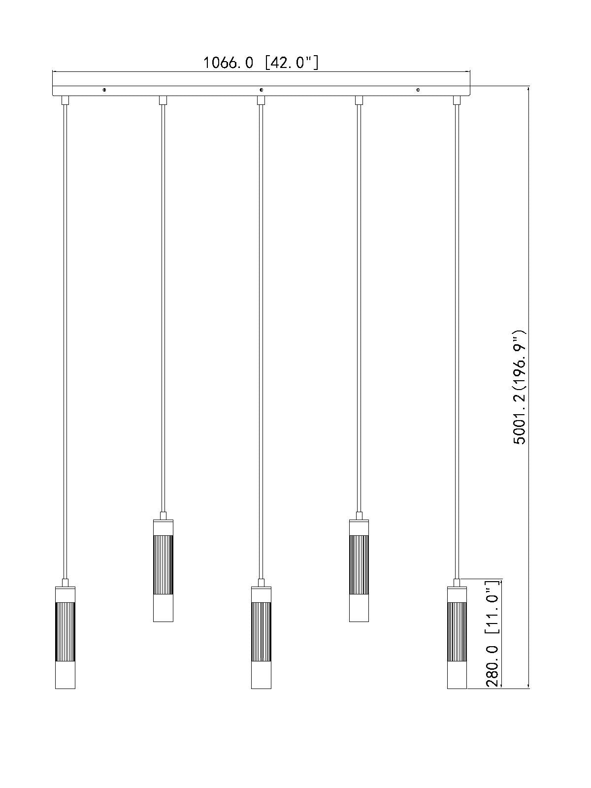 Stari 5 Light Linear Chandelier Brushed Nickel