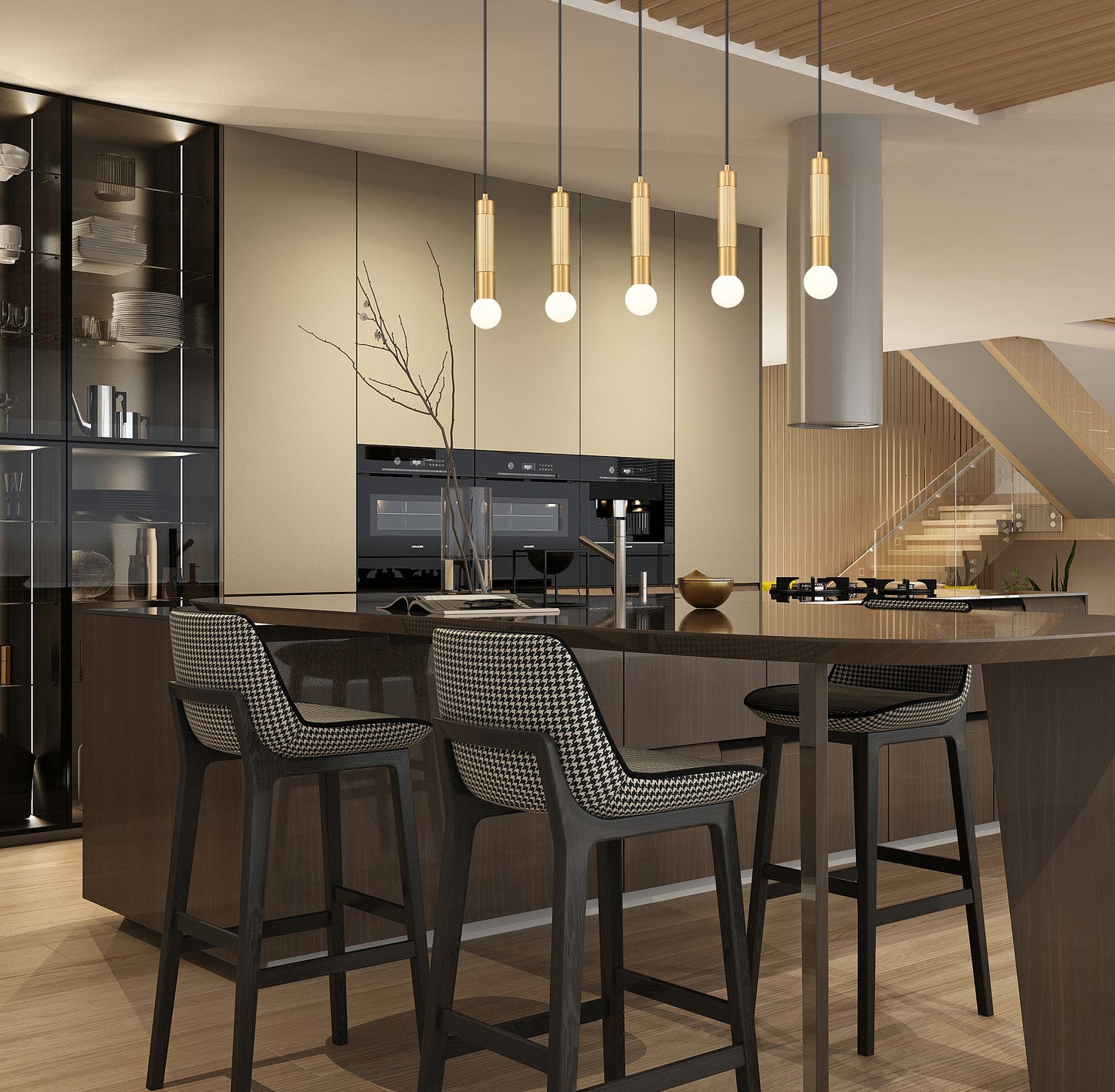 Stari 5 Light Linear Chandelier Modern Gold