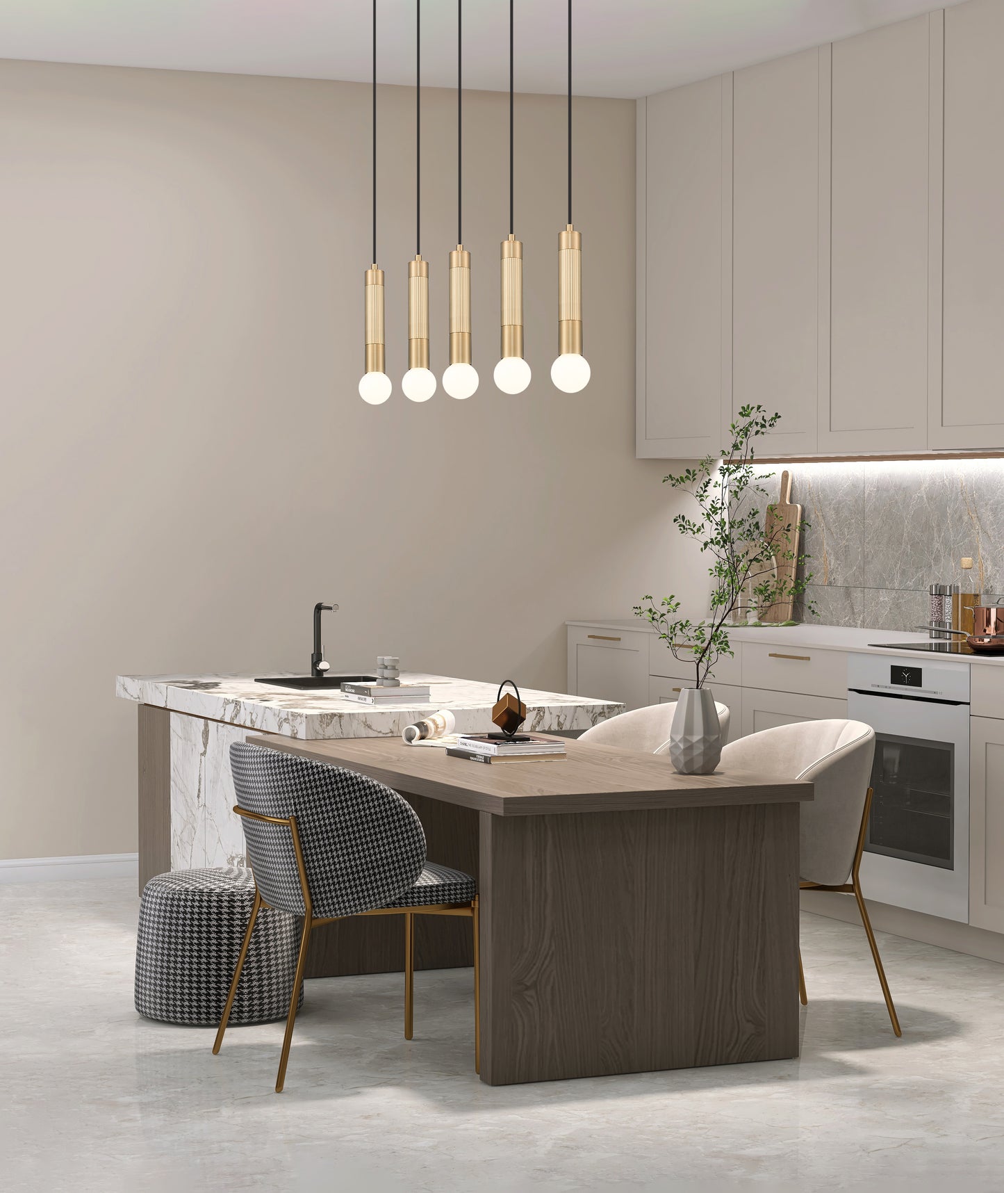 Stari 5 Light Linear Chandelier Modern Gold