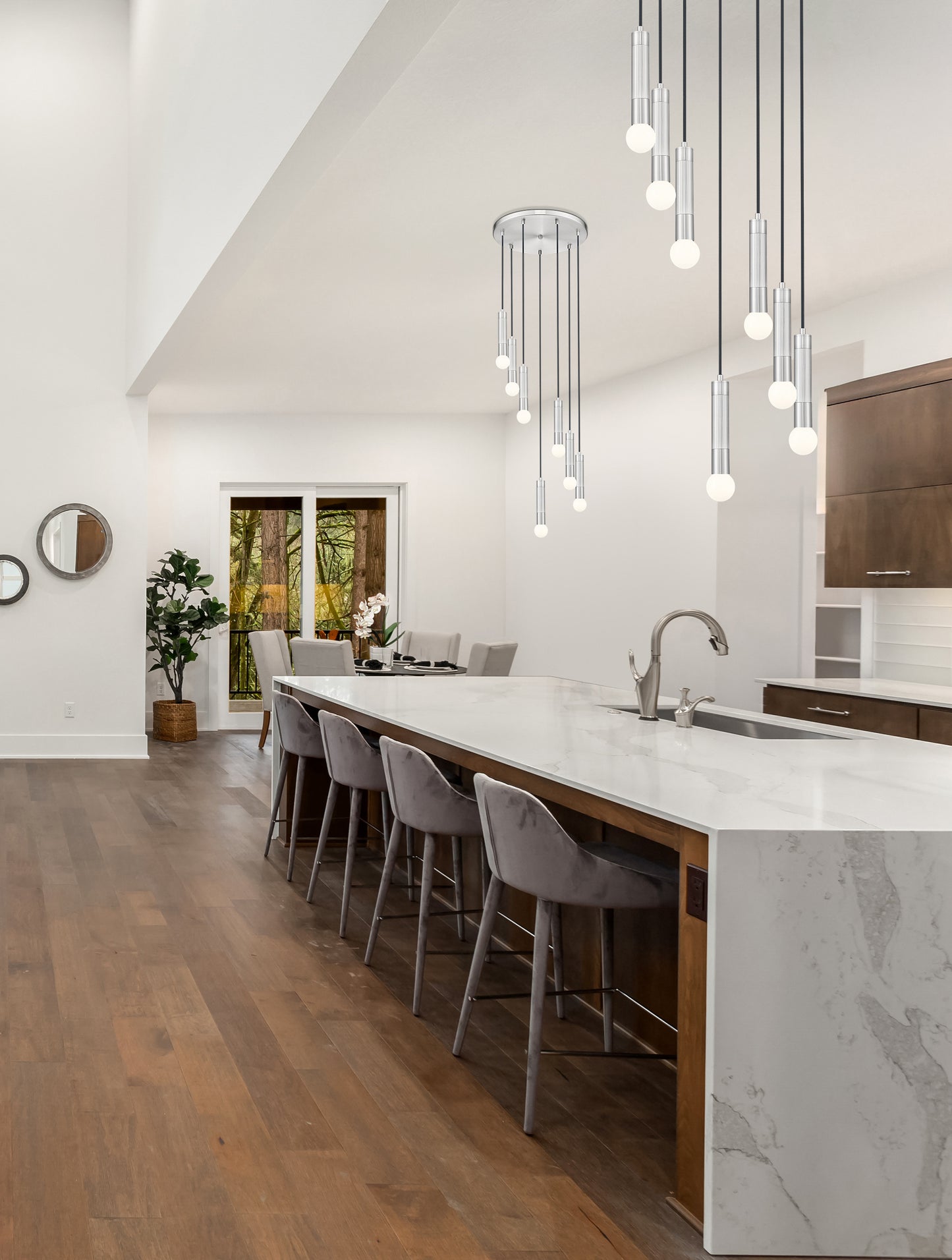 Stari 5 Light Chandelier Brushed Nickel