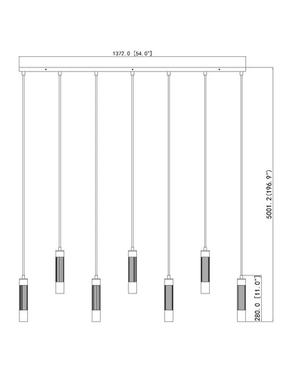 Stari 7 Light Linear Chandelier Brushed Nickel