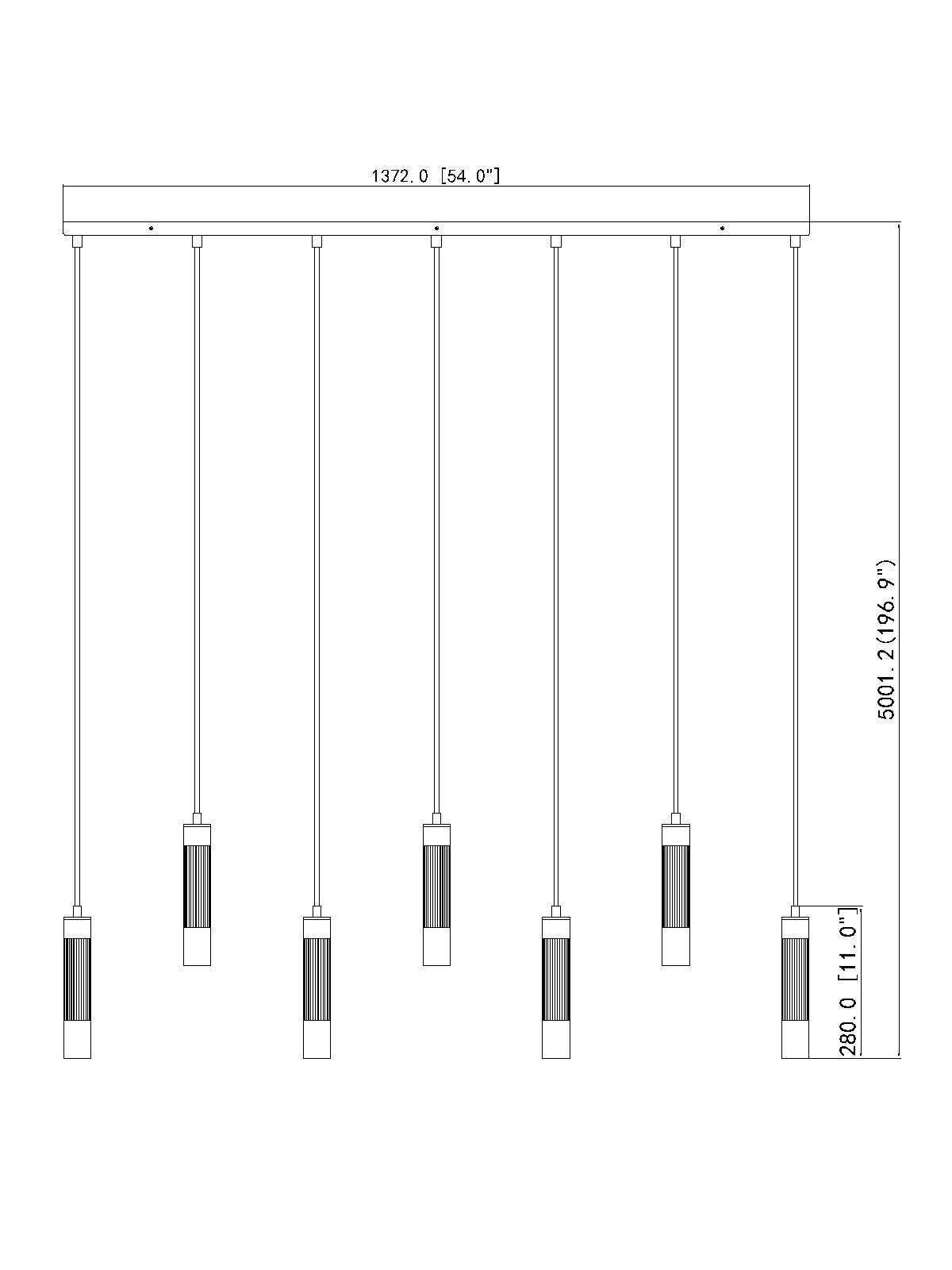 Stari 7 Light Linear Chandelier Matte Black