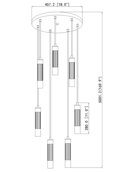 Stari 7 Light Chandelier Brushed Nickel