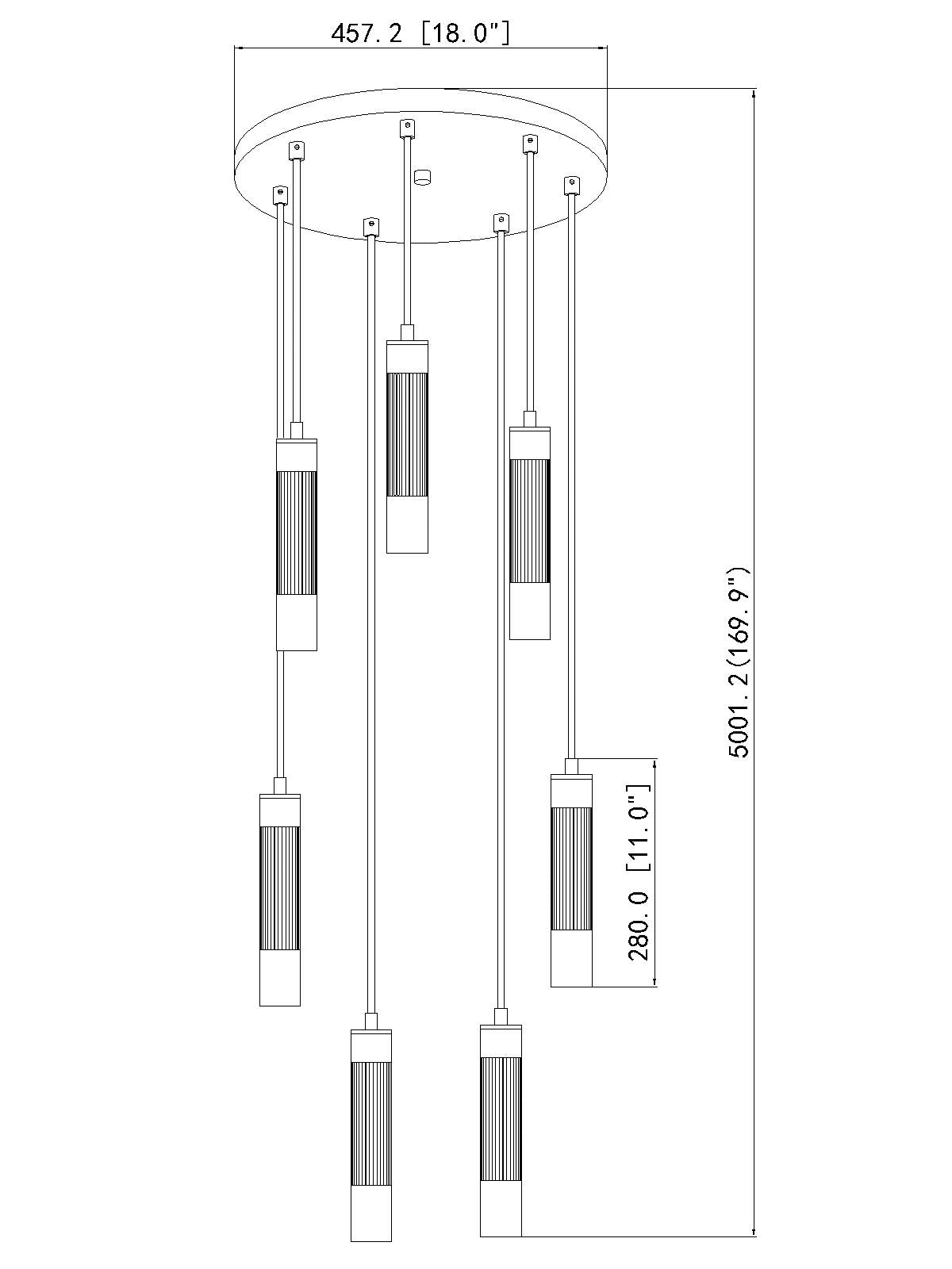 Stari 7 Light Chandelier Matte Black