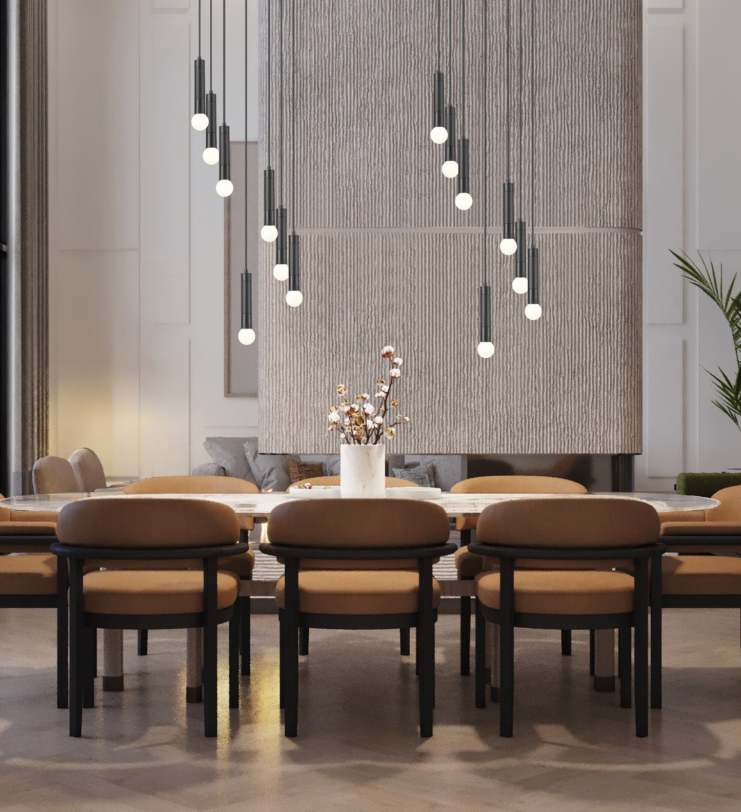 Stari 7 Light Chandelier Matte Black