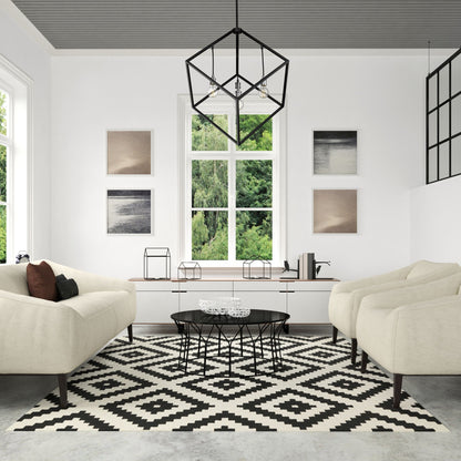 Vertical 4 Light Chandelier Matte Black + Brushed Nickel