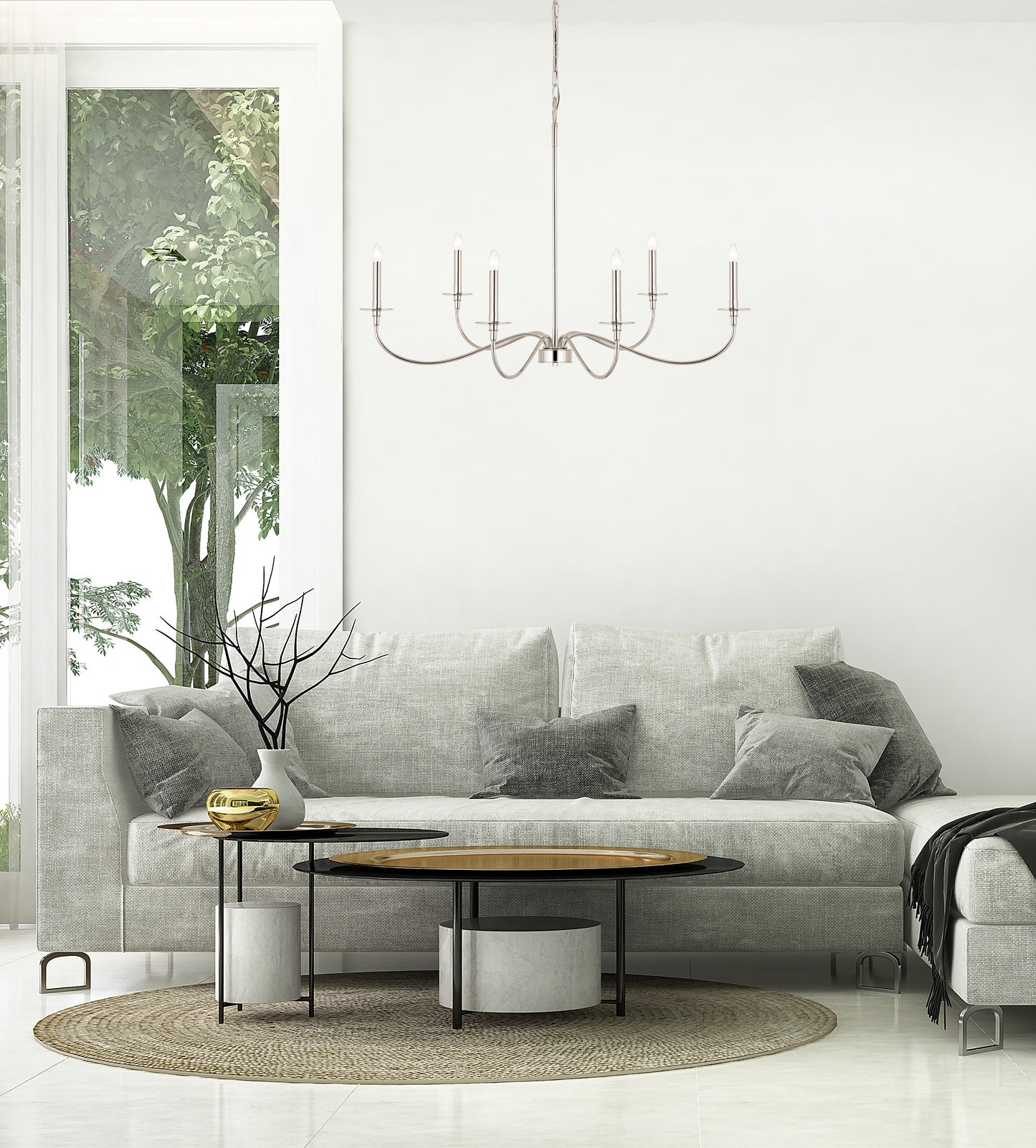 Arrington 6 Light Chandelier Polished Nickel