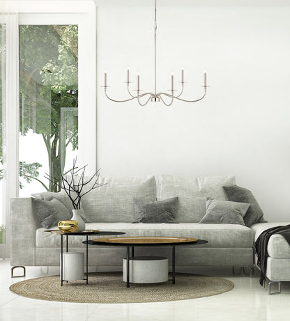 Arrington 6 Light Chandelier Polished Nickel