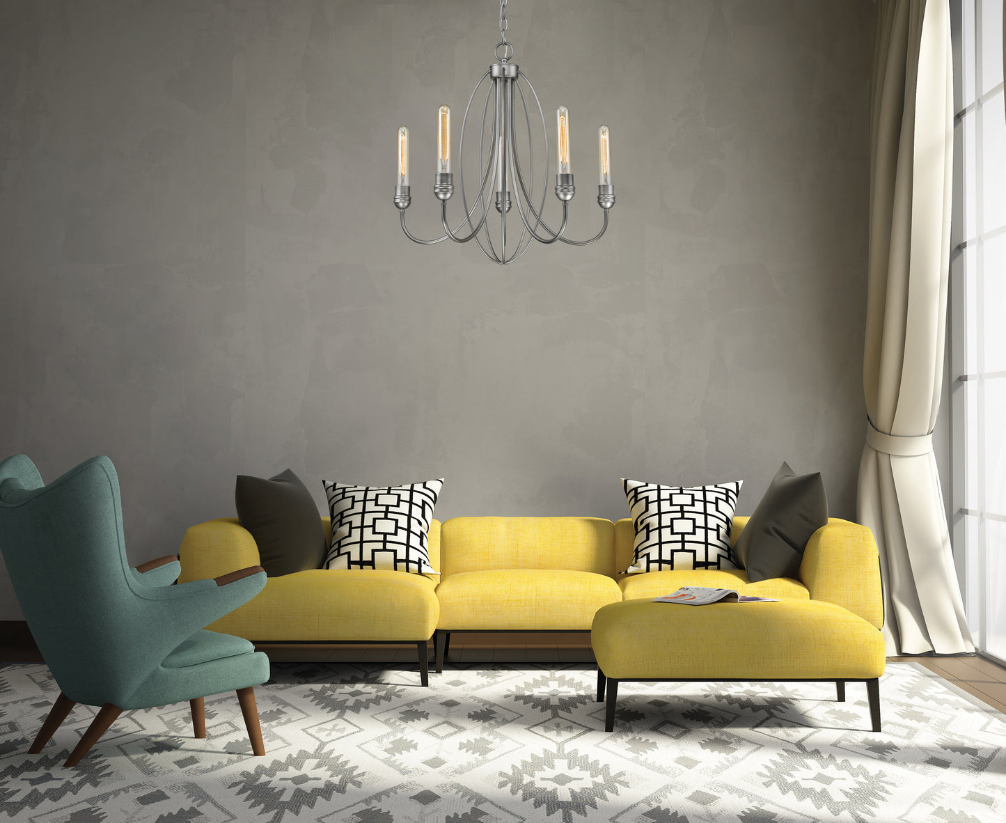 Persis 5 Light Chandelier Old Silver