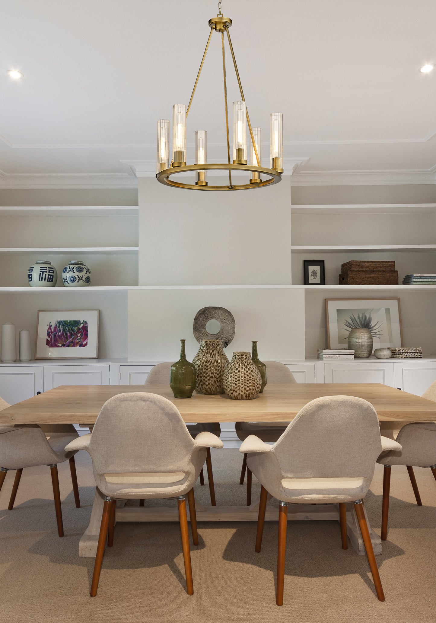 Beau 6 Light Chandelier Rubbed Brass