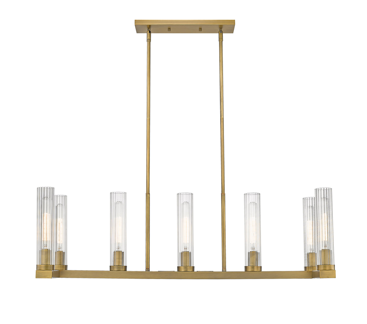 Beau 7 Light Linear Chandelier Rubbed Brass