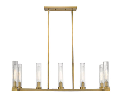 Beau 7 Light Linear Chandelier Rubbed Brass