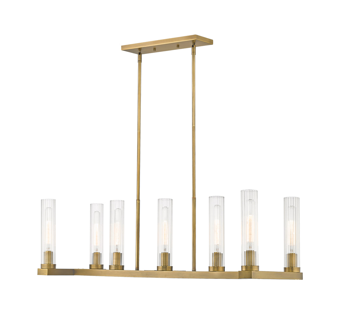 Beau 7 Light Linear Chandelier Rubbed Brass