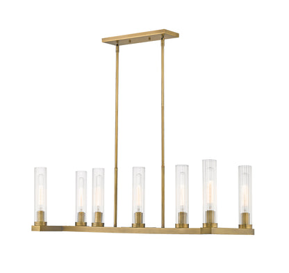 Beau 7 Light Linear Chandelier Rubbed Brass