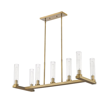 Beau 7 Light Linear Chandelier Rubbed Brass