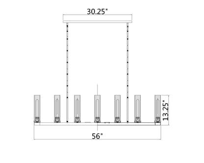 Beau 9 Light Linear Chandelier Polished Nickel