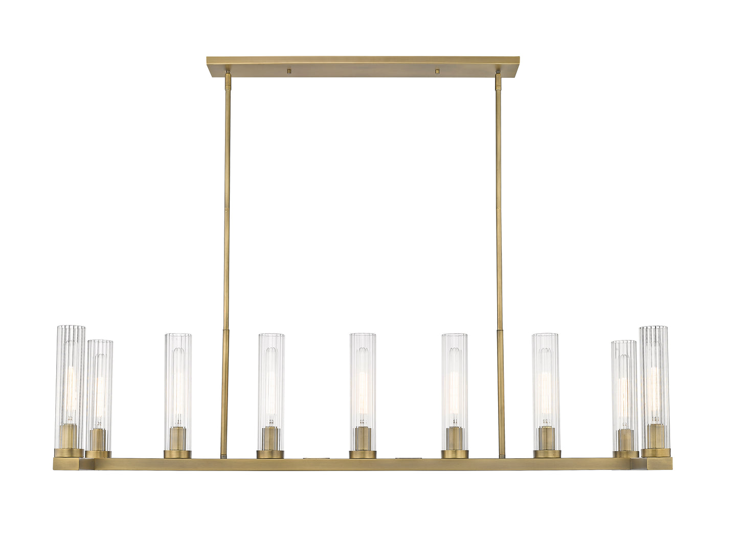 Beau 9 Light Linear Chandelier Rubbed Brass