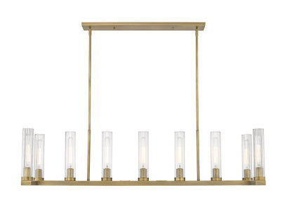 Beau 9 Light Linear Chandelier Rubbed Brass