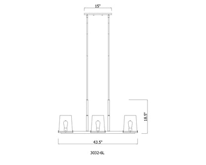 Callista 6 Light Linear Chandelier Polished Nickel