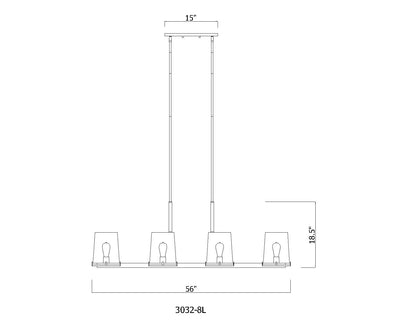 Callista 8 Light Linear Chandelier Matte Black