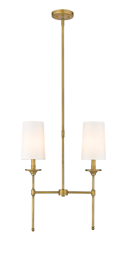 Emily 2 Light Linear Chandelier Rubbed Brass