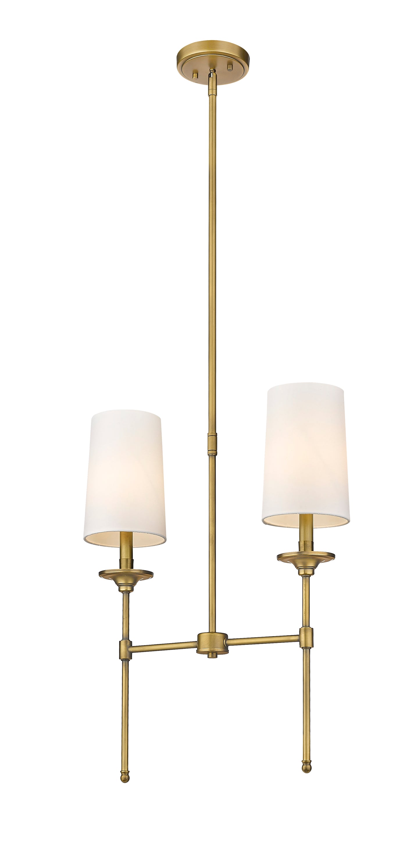 Emily 2 Light Linear Chandelier Rubbed Brass