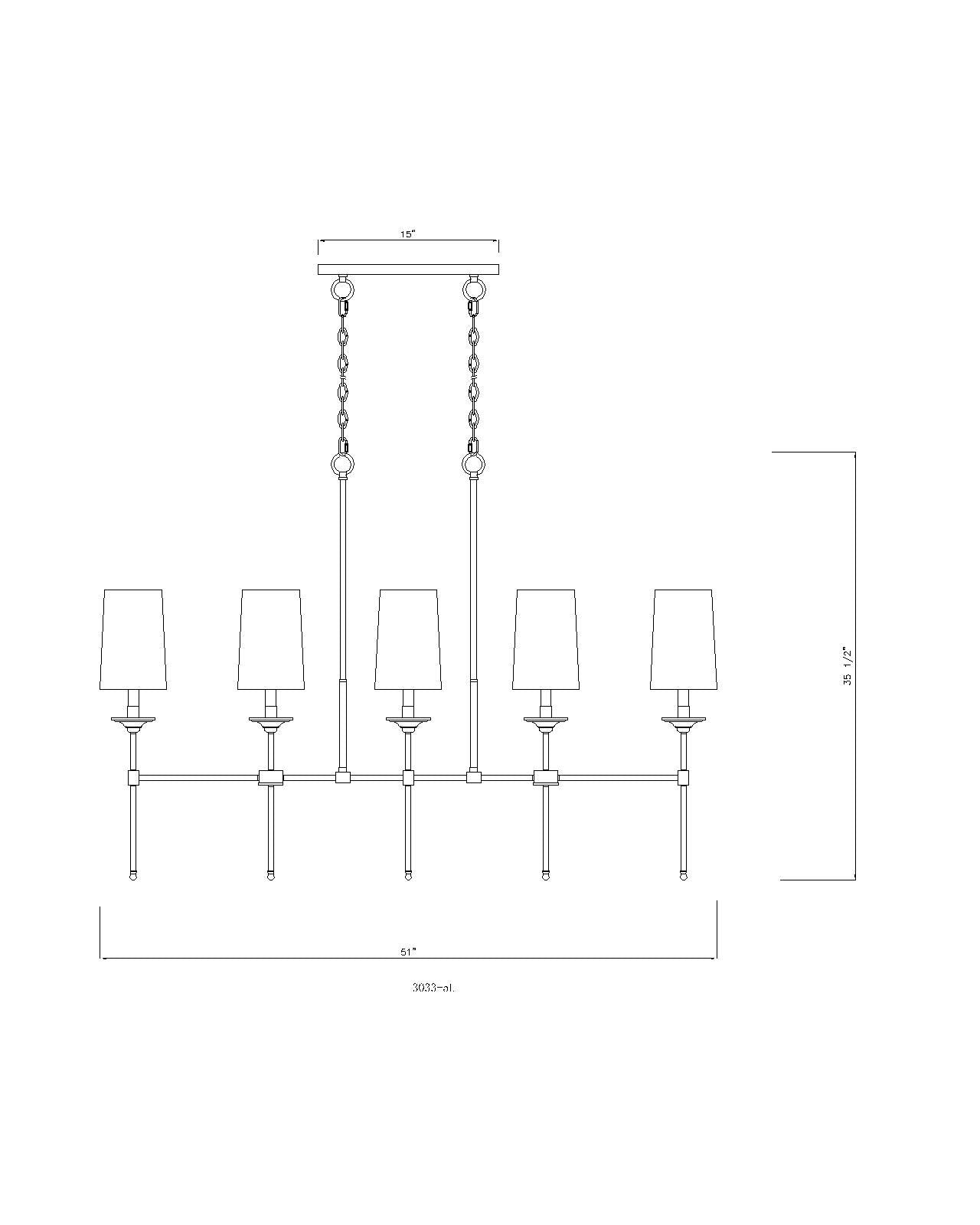 Emily 5 Light Linear Chandelier Matte Black