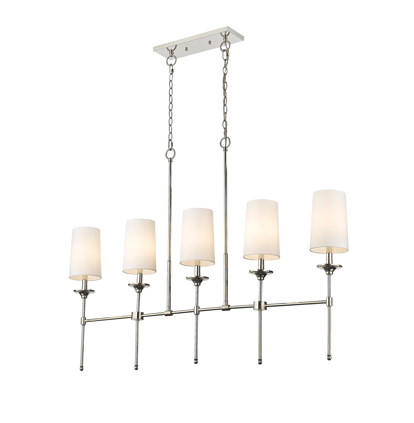 Emily 5 Light Linear Chandelier Polished Nickel