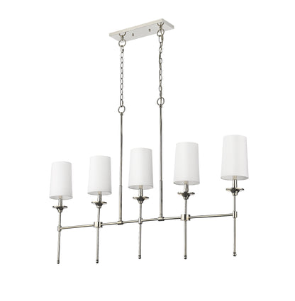 Emily 5 Light Linear Chandelier Polished Nickel