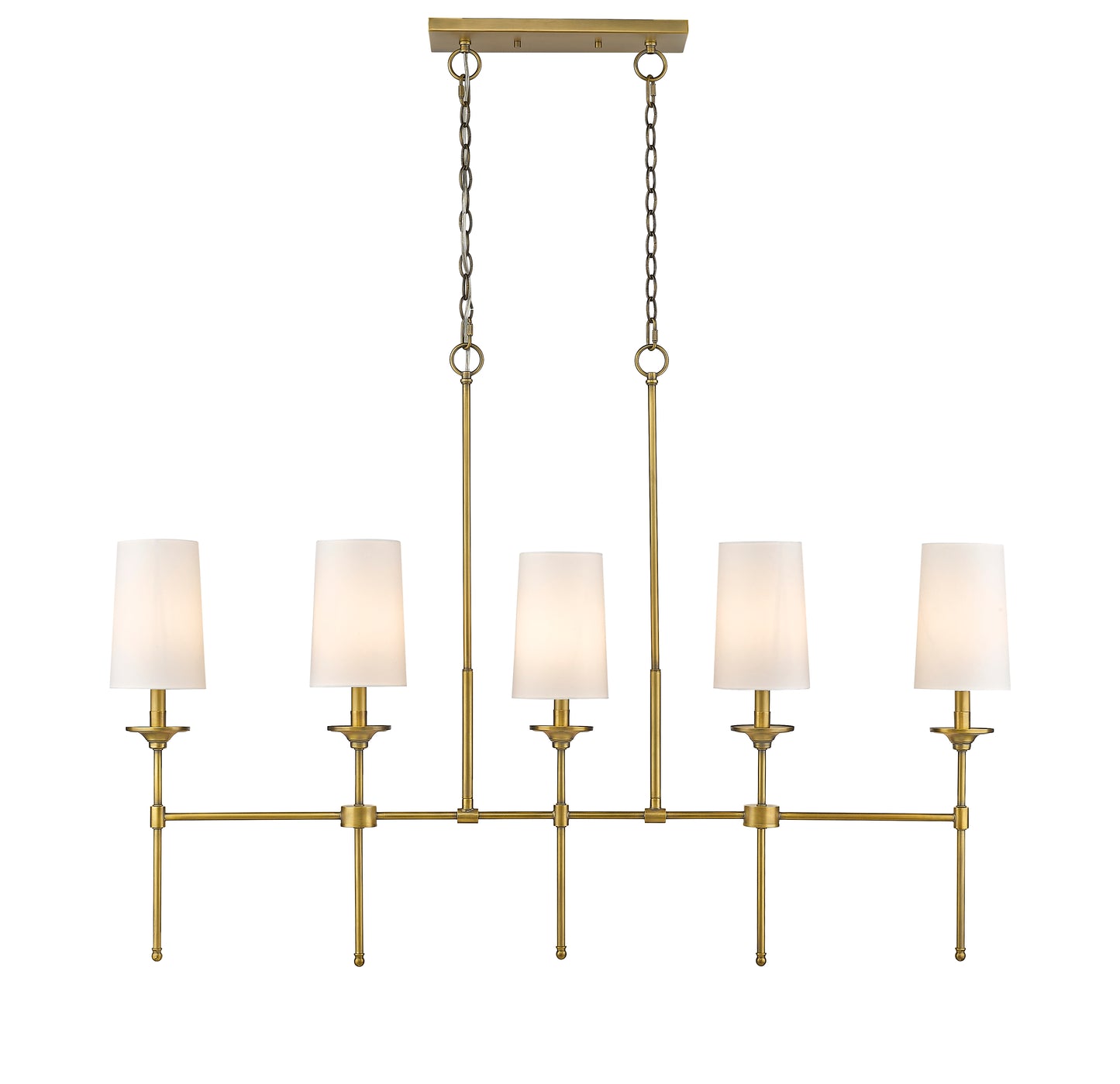 Emily 5 Light Linear Chandelier Rubbed Brass