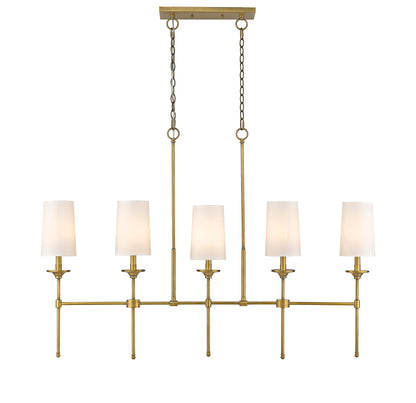 Emily 5 Light Linear Chandelier Rubbed Brass