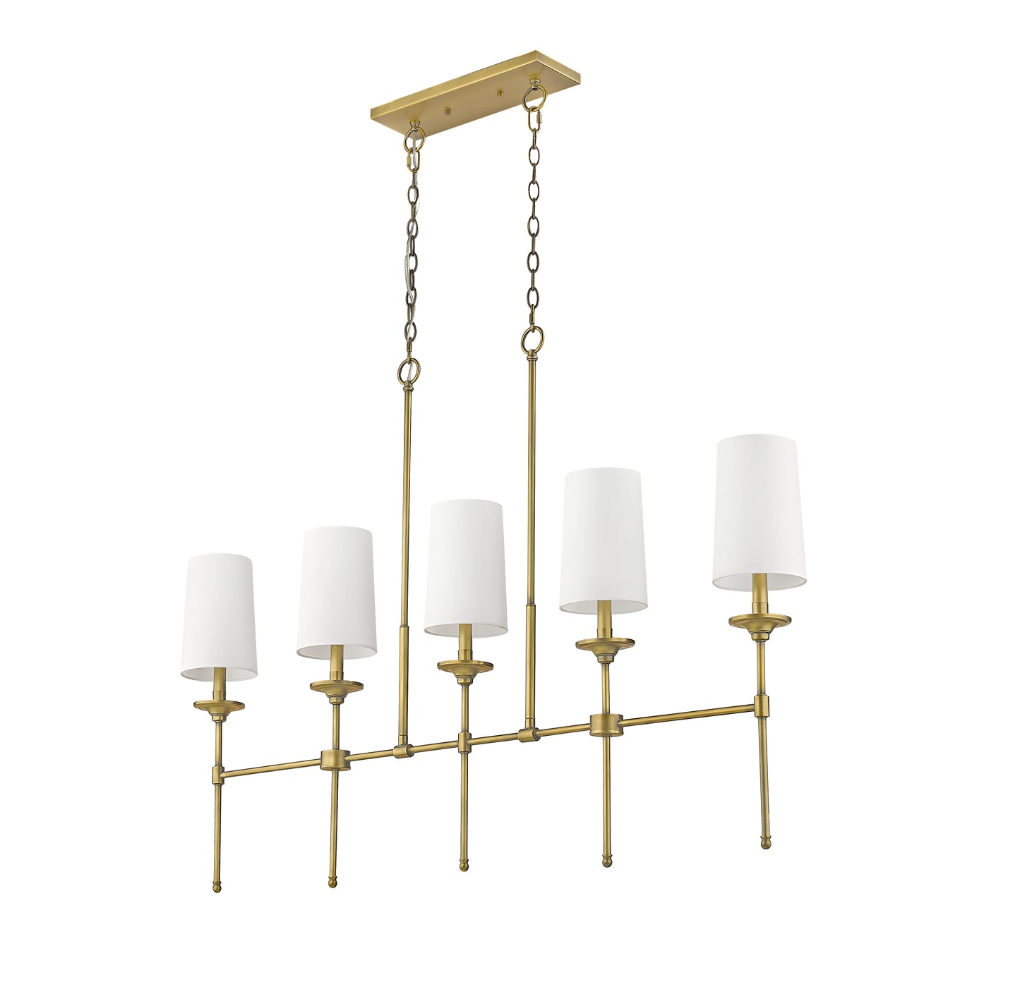 Emily 5 Light Linear Chandelier Rubbed Brass
