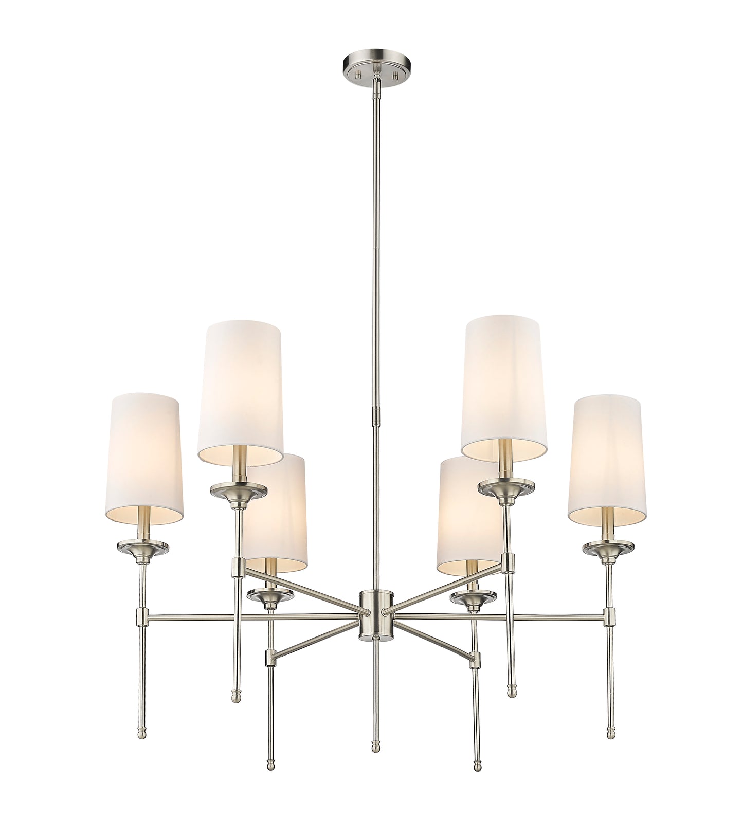 Emily 6 Light Chandelier Brushed Nickel