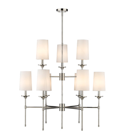 Emily 9 Light Chandelier Polished Nickel