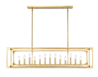 Easton 13 Light Linear Chandelier Rubbed Brass