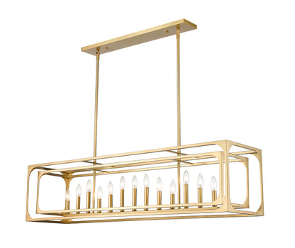 Easton 13 Light Linear Chandelier Rubbed Brass