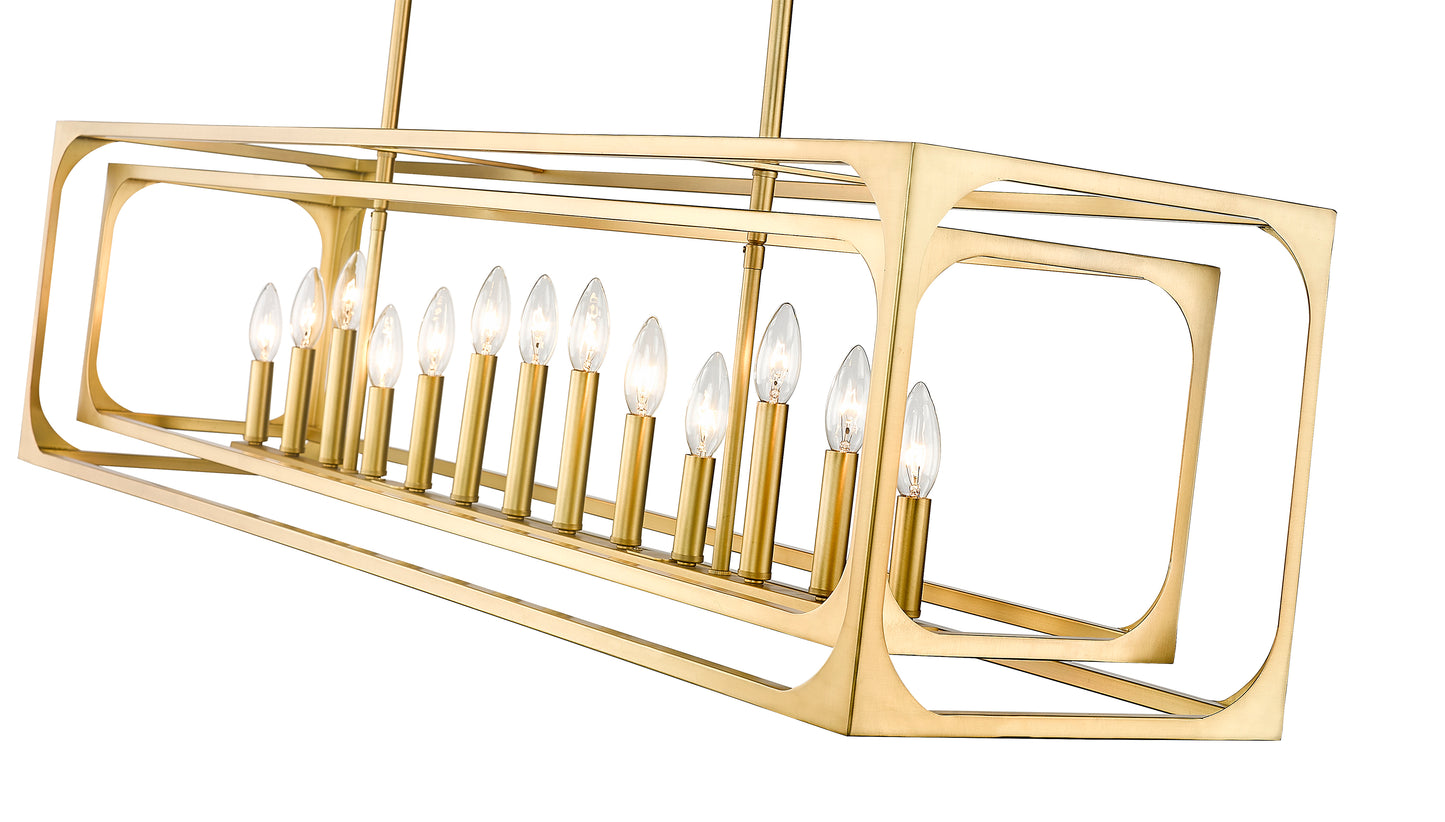 Easton 13 Light Linear Chandelier Rubbed Brass