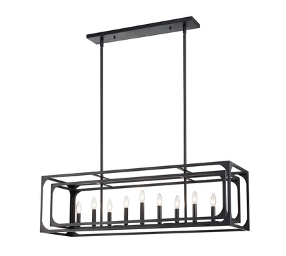 Easton 9 Light Linear Chandelier Matte Black