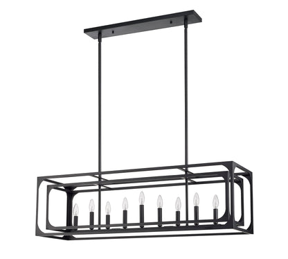 Easton 9 Light Linear Chandelier Matte Black