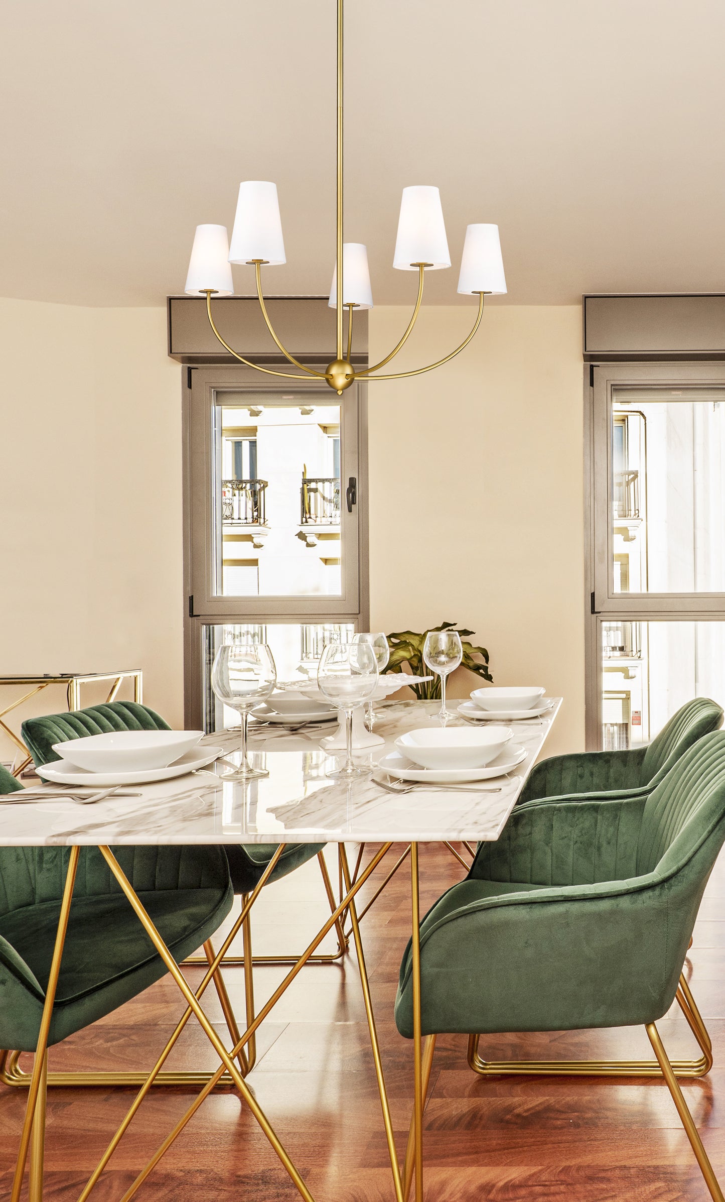 Shannon 5 Light Chandelier Rubbed Brass